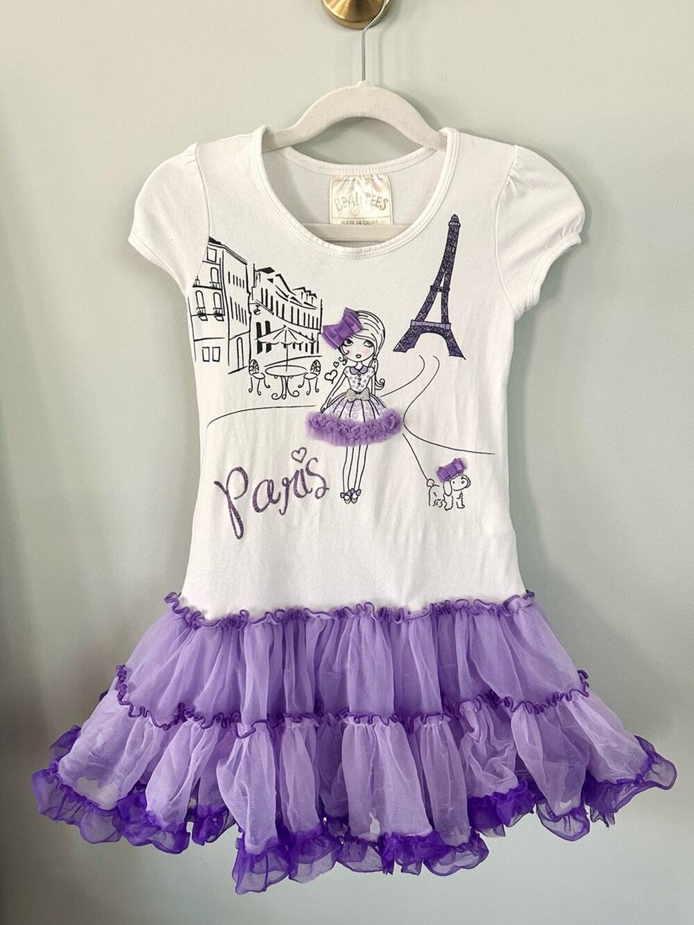 Beautees Girls 4T Paris Eiffel Tower Purple Tutu Dress